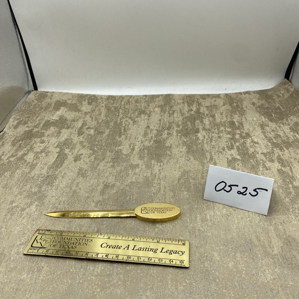 Vintage Brass Ruler And Letter Opener Set~Communities Foundation TX